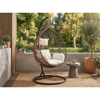 Textilomanie závěsné křeslo KOKON se stojanem hnědé – Zboží Dáma