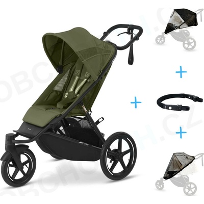 Cybex Set 4v1 Avi Spin Moss Green 2025 + pláštenka Thule + ochranná sieť + madlo