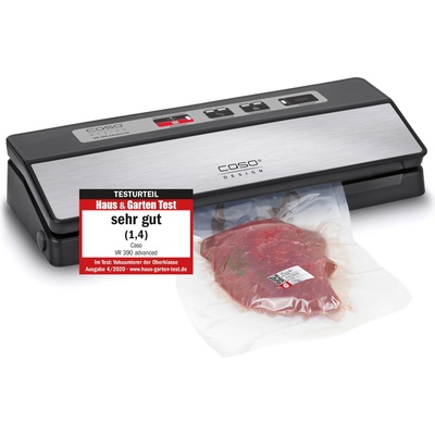 CASO Design VR 390 advanced vacuum sealer, test rating Very Good, foil sealing device, up to 75 vacuum sealing processes non-stop, removable vacuum chamber, incl. 10 professional foil bags - 1522