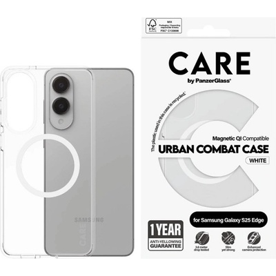 Panzer Калъф CARE - Urban combat, Galaxy S25 Edge, White QI, прозрачен (5715685025488)
