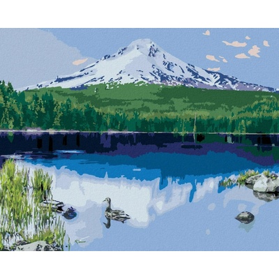 Zuty Malování Podle Čísel Jezero A Zasněžená Hora Ted Davis 80 x 100 cm Plátno Rám