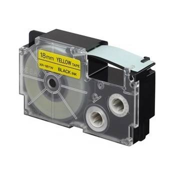 Casio XR-18YW1, 18mm x 8m, черен печат/жълт фон, оригинален лента (XR-18YW1)