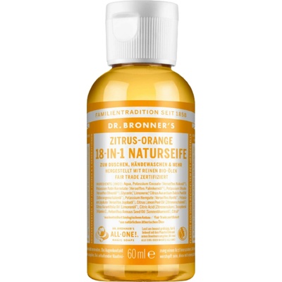 Dr. Bronner's přírodní tekuté mýdlo s pomerančem a citrusy 18v1 60 ml