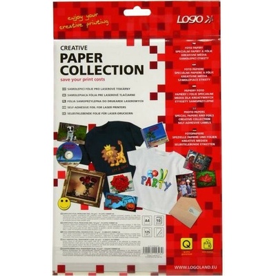 Logo samolepicí fólie, čirá, průhledná, A4, 125 g/m2, 1200dpi, 10 listů, pro laserové tiskárny, L