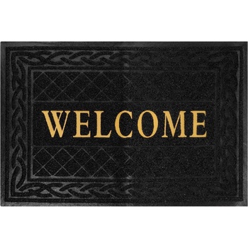 90 х 60 см черна изтривалка с полиетиленови влакна и надпис welcome