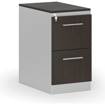 PRIMO Kovová zásuvková kartotéka s drevenými čelami A4 sivá/wenge