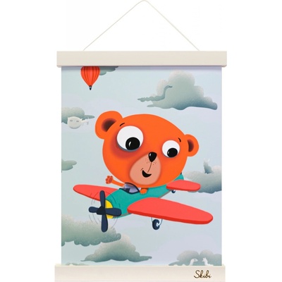 Art print plakát Skibi A4 - Skibi pilotem - bílá lišta uni