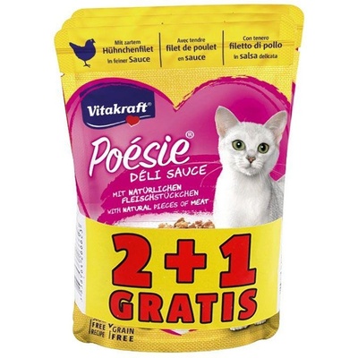 Vitakraft Poesie Пауч за котки с Пилешко филе - ПРОМОКОМПЛЕКТ 3 бр