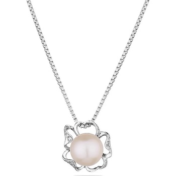 Image 1 of Swan Сребърно колие със сладководна бяла перла SP0472 Swan