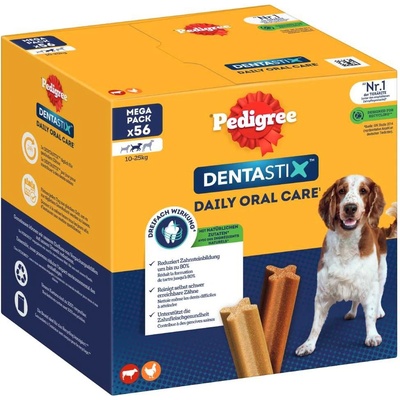 Pedigree Dentastix: každodenná starostlivosť o zuby pre stredne veľkých psov 10 – 25 kg 168 x 4,32 kg