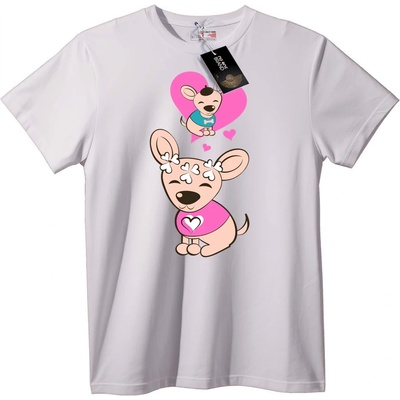 NOONEBRAND Тениска Любовни Кученца - 2XL, White