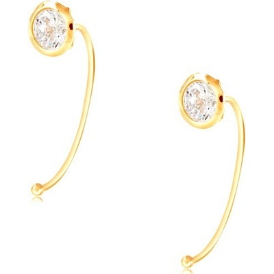 Šperky eshop zlaté náušnice čirý kulatý zirkon v objímce tenký oblouk GG209.23