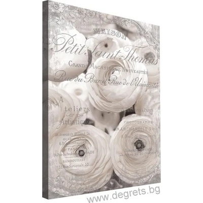 Картина Канава Бели рози - винтидж 3d l
