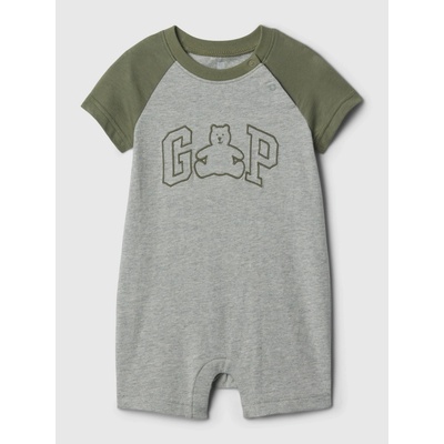 GAP Baby krátky overal s logom Šedá M Šedá