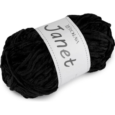 Pletací žinylková příze Janet 100 g Varianta: 8 černá, Balení: 1 ks 60668/156964/281860
