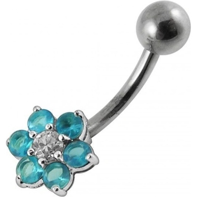 Šperky4U stříbrný piercing do pupíku kytička BP01018-Q
