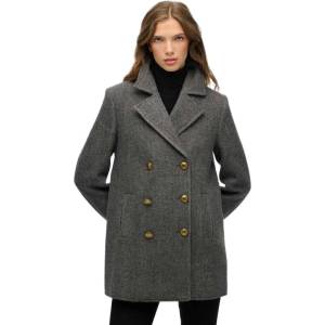 SUPERDRY Палто Superdry Double Breasted Pea coat - Grey (Charcoal Herringbone)