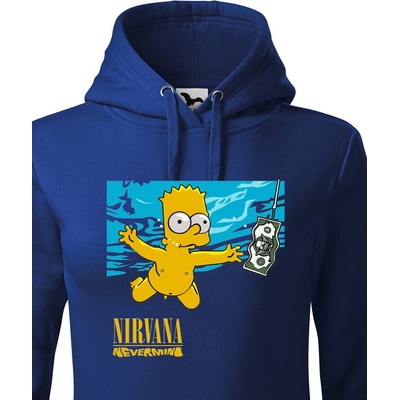 Bezvatriko dámská mikina Bart a Nirvana Modrá Canvas dámská mikina 0963 DTF/DTG – Zboží Dáma