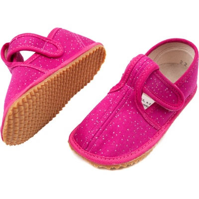 Beda detské Barefoot papuče UŽŠIE SLIM PINK SHINE