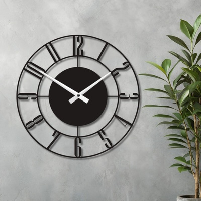 Karls Design Drevené nástenné hodiny Modern II 50 cm strieborná