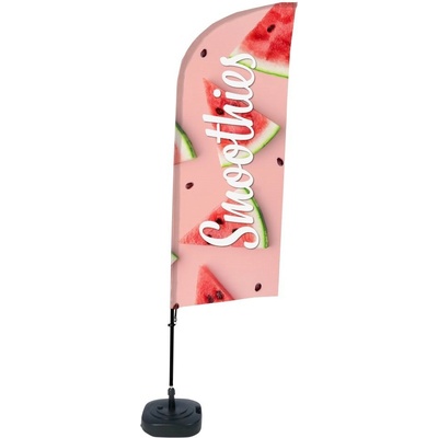 Jansen Display Kompletní sada reklamní vlajky ve tvaru křídla, Smoothies, vodní meloun, 1105 x 3300 mm