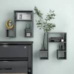 vidaXL Стенни рафтове, 2 бр, сив гланц, 50x15x50 см, инженерно дърво (807249)