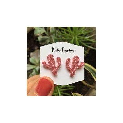 Olive Felix Trblietavé akrylové náušnice s ružovým kaktusom FE50070323757399HI