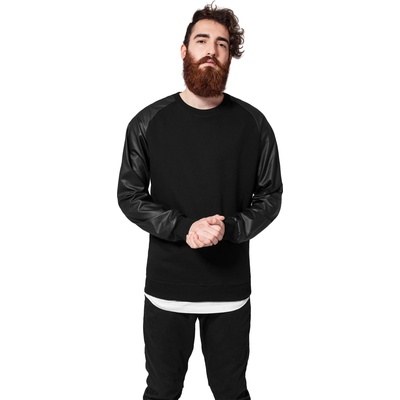 Urban Classics Мъжка блуза Urban Classics с кожени ръкави в черноUB-TB845-00017 - Черен, размер S