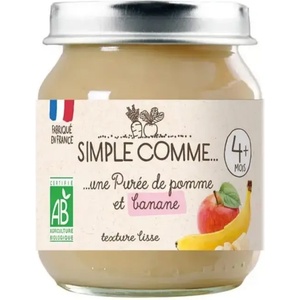 Simple Comme Био плодово пюре Simple Comme - С ябълка и банан, 4 м+, 125 g (3288131900261) - ozone