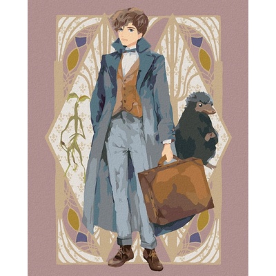 Zuty Kreslený mlok scamander s kufrem kůrolez větvík a hrabák fantastická zvířata 40 x 50 cm vy 8596530206491