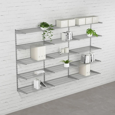 Walteco Nástenná regálová zostava TRIPLE, 1500x2430 mm, strieborná Hĺbka: 330 mm , SHSIT300