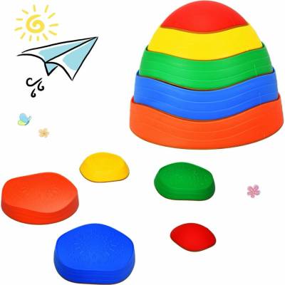 Costway Balančné kamene stohovateľné okrúhle 5ks COLOUR