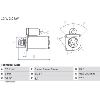 BOSCH 0 986 017 790 Startér (0986017790)