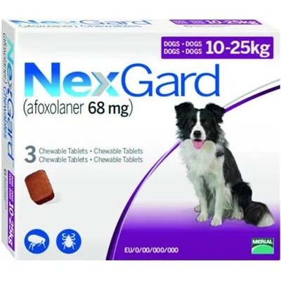 NexGard L 10 - 25 kg 68 mg žuvacie tablety 3 x 1 tbl.