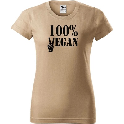 DOBRÝ TRIKO Dámské tričko 100% VEGAN černý potisk Písková