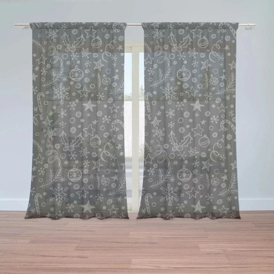 Sablio Vánoční Záclony Vánoce na černé: 2ks 150x250cm