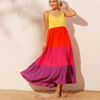 Blancheporte Dlouhé šaty s úzkými ramínky vícebarevná