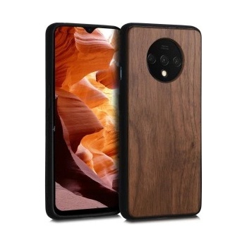 Púzdro kwmobile Drevené OnePlus 7T tmavě hnědé