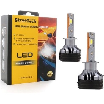 Image 1 of Лед крушки - Led система H1 Streetech модел STN1 за фарове - 170 000 Лукса, 65W - Canbus 6000K - 1700% повече светлина
