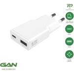 4smarts Захранване за ел. мрежа с USB-A и USB-C изходи и технология за бързо зареждане - 4smarts GaN Duos Slim Wall Charger 20W PD (бял) (541122)