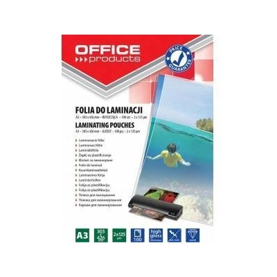 Office Products Lamination Film OFFICE PRODUCTS, A3, 2x125micr. , shiny, 100pcs, transparent