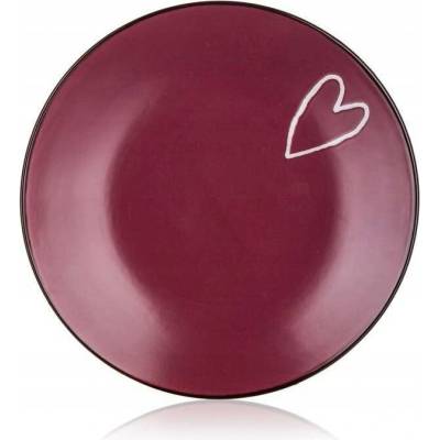 Banquet Dezertní talíř na dort HEART 19 Cm BORDÓ srdce VALENTÝN 5769