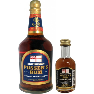 Pusser's Rum Blue Label + Pusser’s Gunpowder Proof Rum 54.5% 0,7 l + 0,05 l (set)
