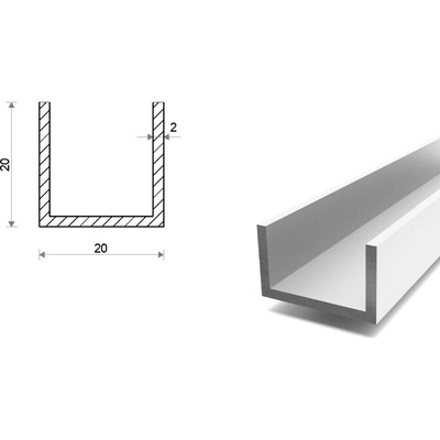 Hliníkový U profil 20x20x20x2
