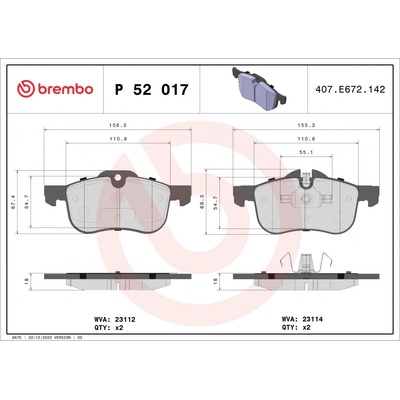 Sada brzdových platničiek kotúčovej brzdy BREMBO P 52 017