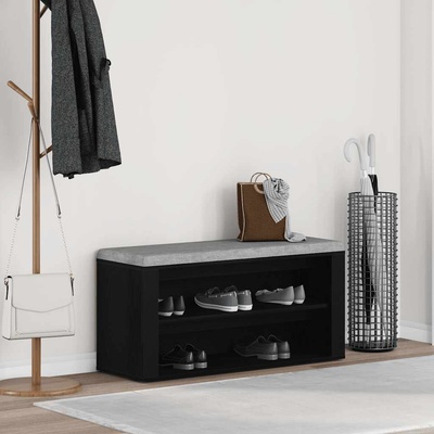 vidaXL Пейка за обувки, черен дъб, 100x35x45 см, инженерно дърво (862126)