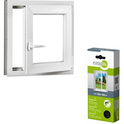 Okna Hned Sada plastové okno 1200 x 1200 mm pravé, otevíravé i sklopné, bíle + síť proti hmyzu