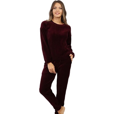 Дамски плюшен комплект в бордо