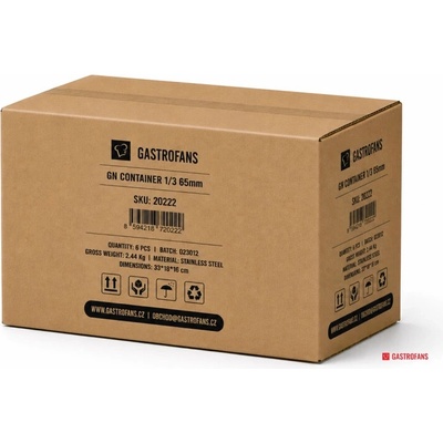 Gastrofans 6x gastronádoba 1/3 GN 65 mm, nerezová, plná
