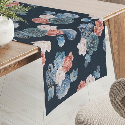 Biante Teflónový behúň TF-060 Modré a červené ruže na tmavo modrom 20x120 cm
